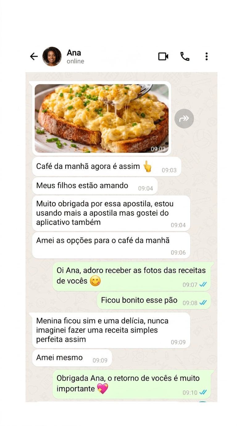Depoimento de cliente 3 sobre as receitas com ovos